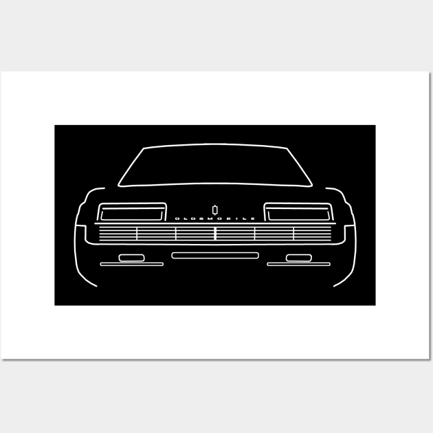 Oldsmobile Toronado classic car outline graphic (white) Wall Art by soitwouldseem